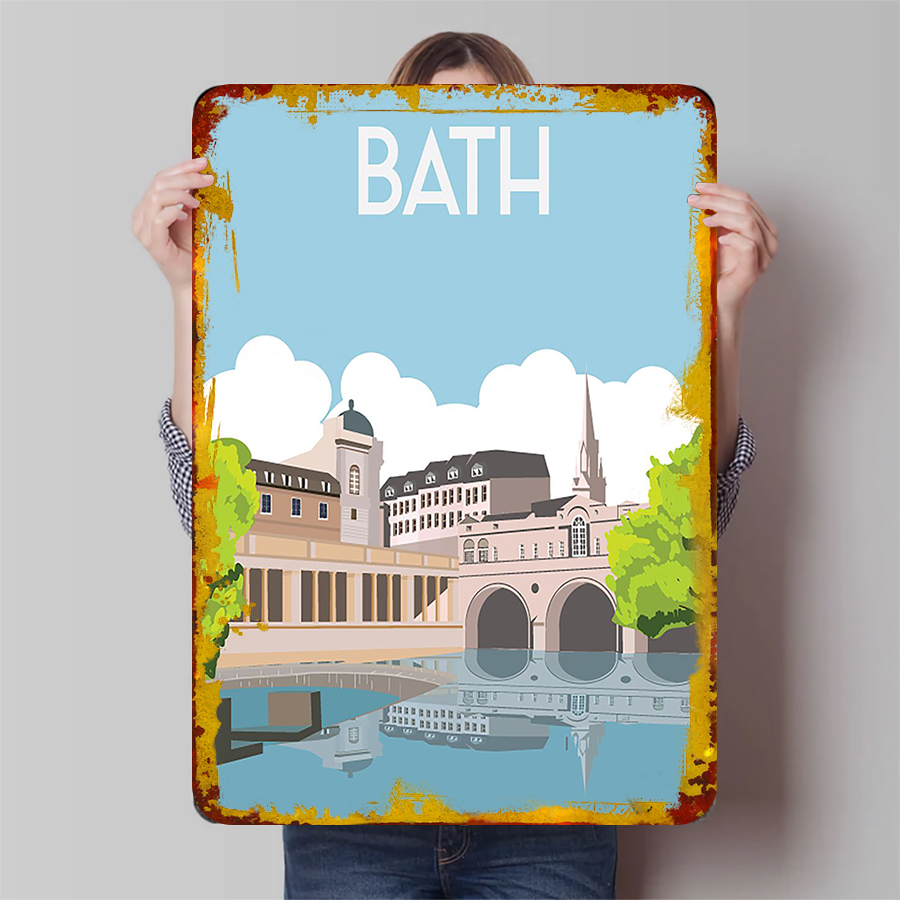 Home Office England - Bath England Cityscape Metal Wall Art