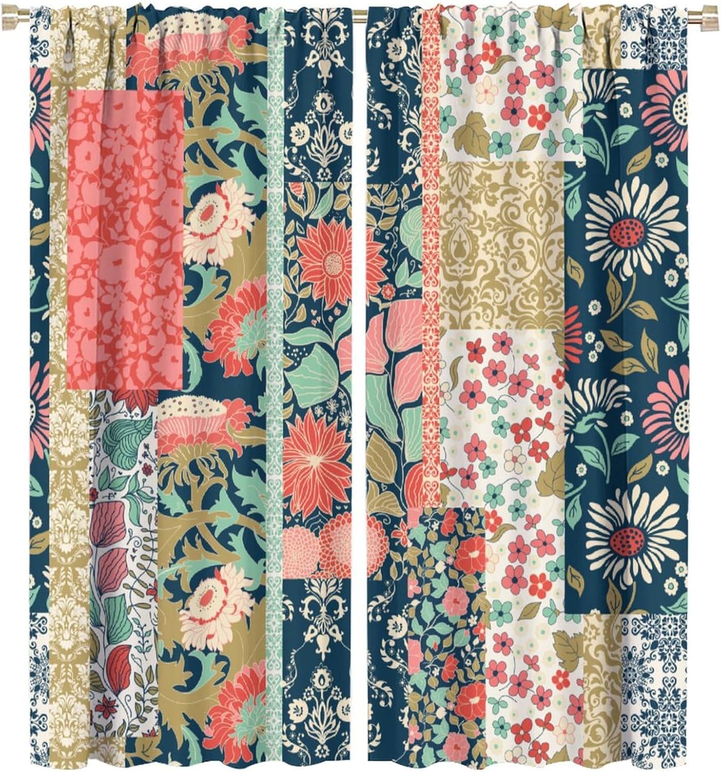 Boho Patchwork Floral Curtains - Home Office England review and price