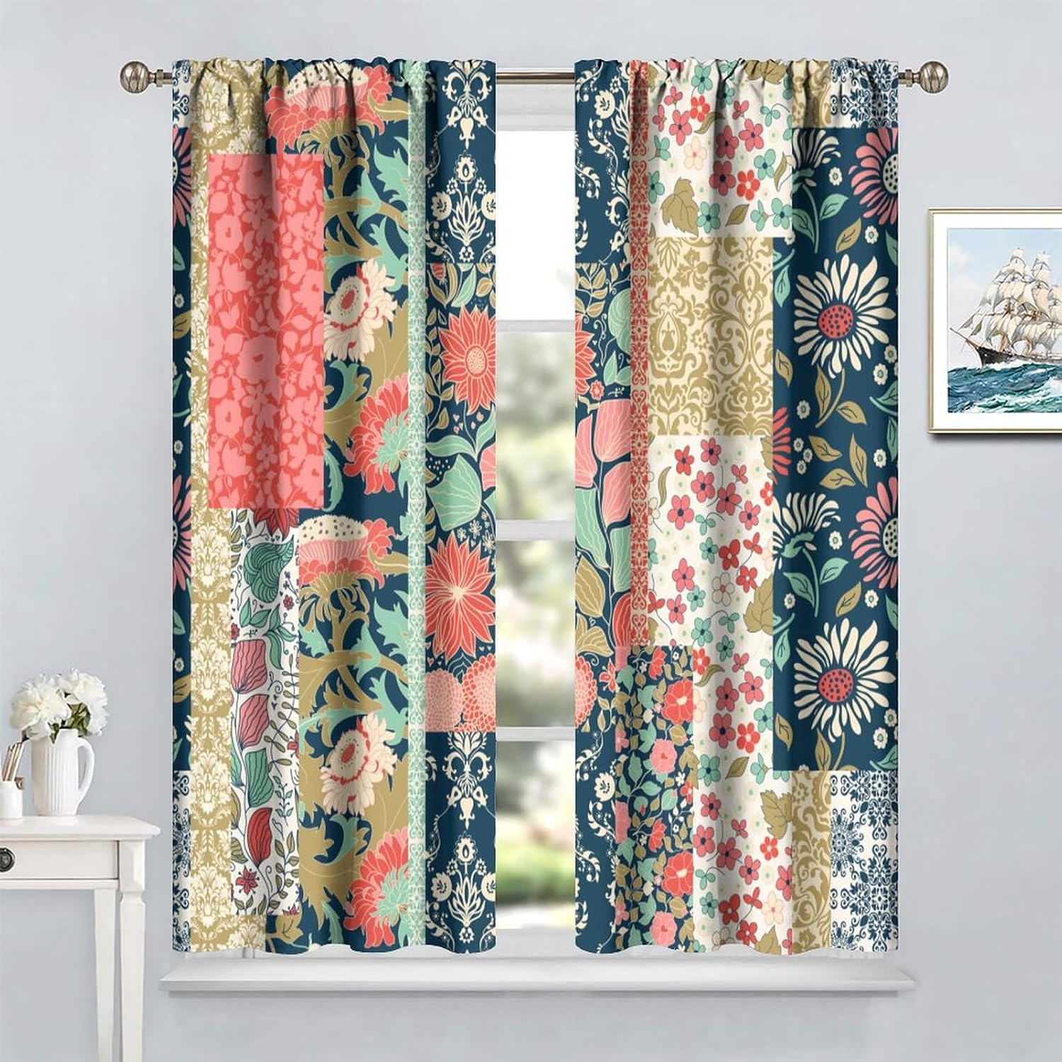 Boho Patchwork Floral Curtains - Home Office England review and price