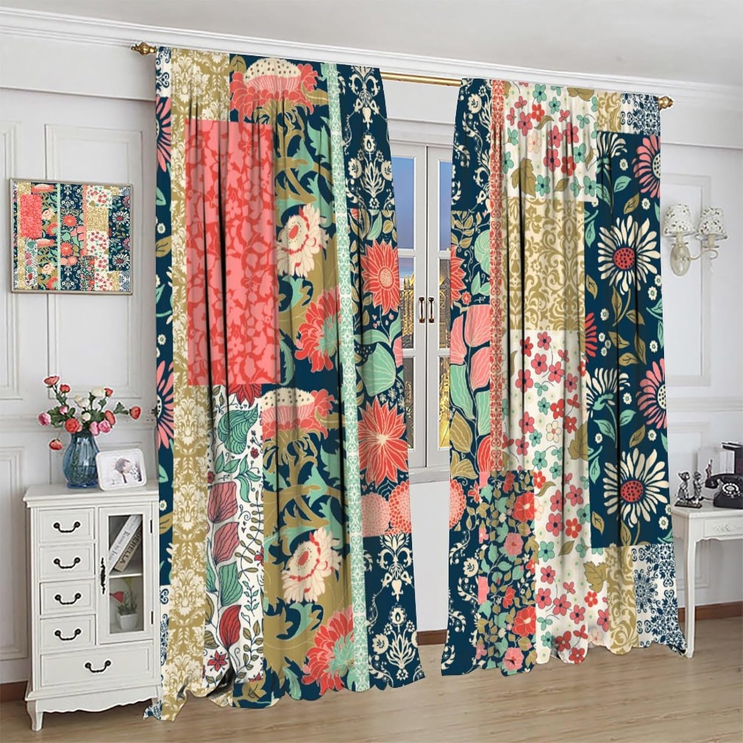 Boho Patchwork Floral Curtains - Home Office England review and price