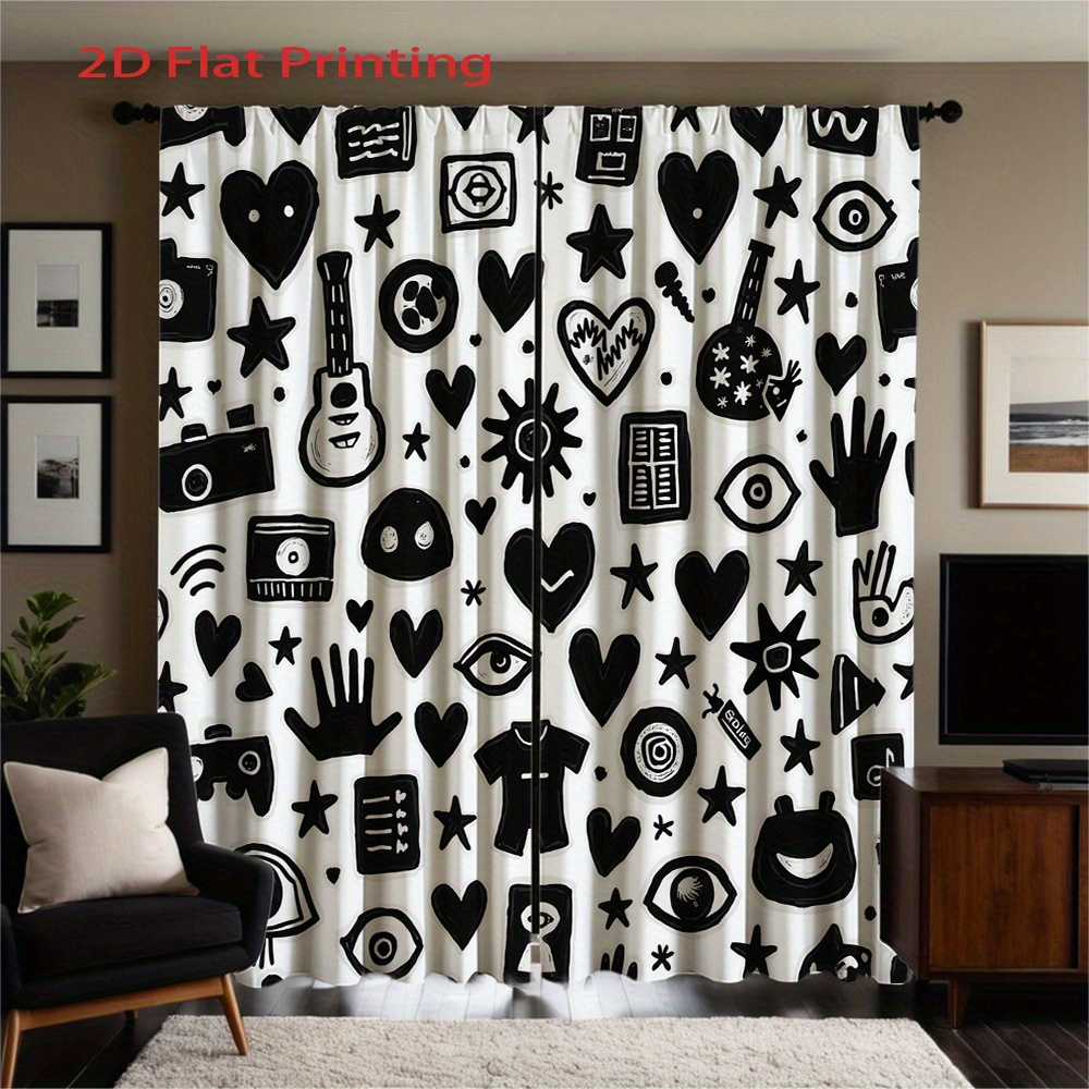 Graffiti Art Curtains 2pcs – B - Home Office Icon review and price