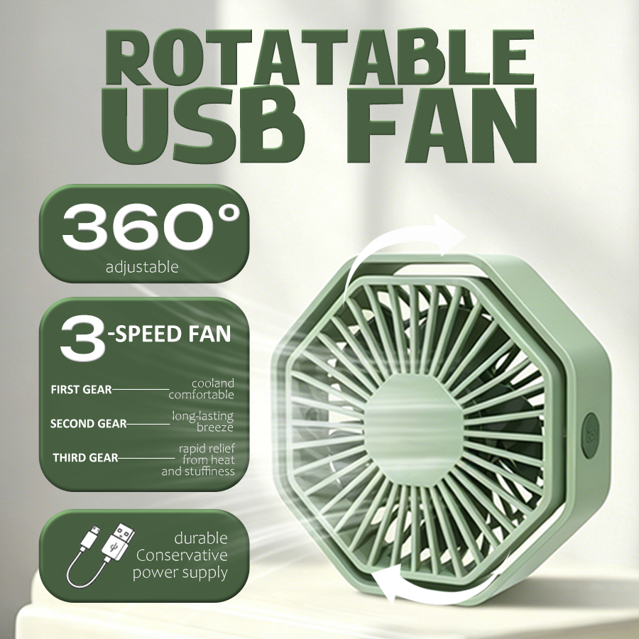 Hexagon USB Desk Fan, 360° Swi - Usb Desk Fan review and price
