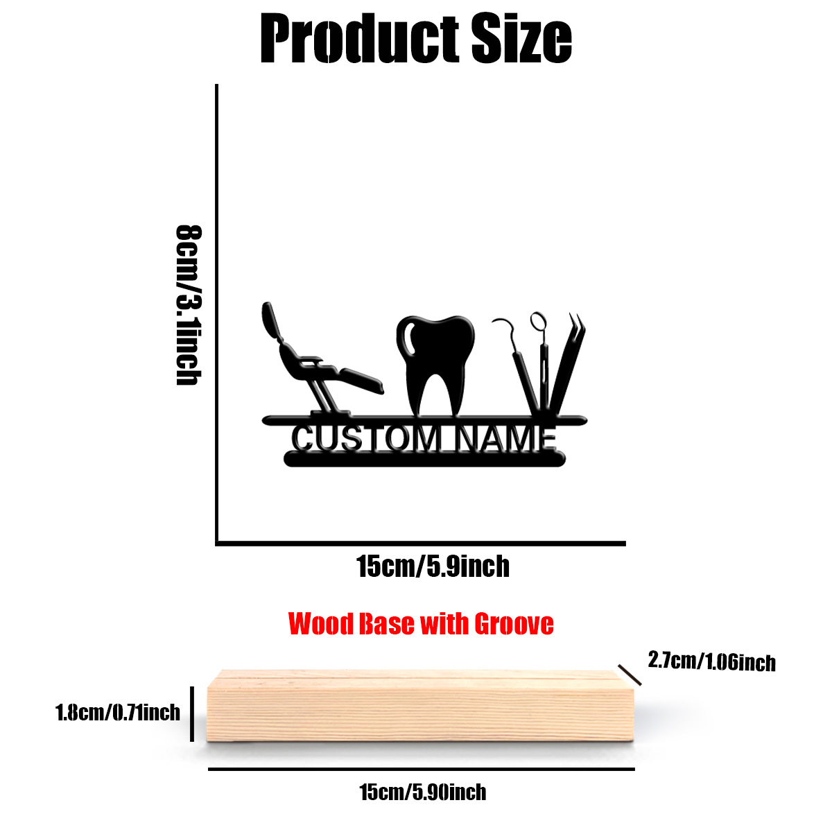 1Pc Csutom Teeth Wooden Base D - Home Office Gifts review and price