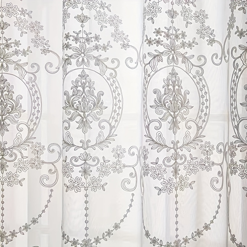 1pc White Embroidered Sheer Cu - Home Office Gadgets review and price