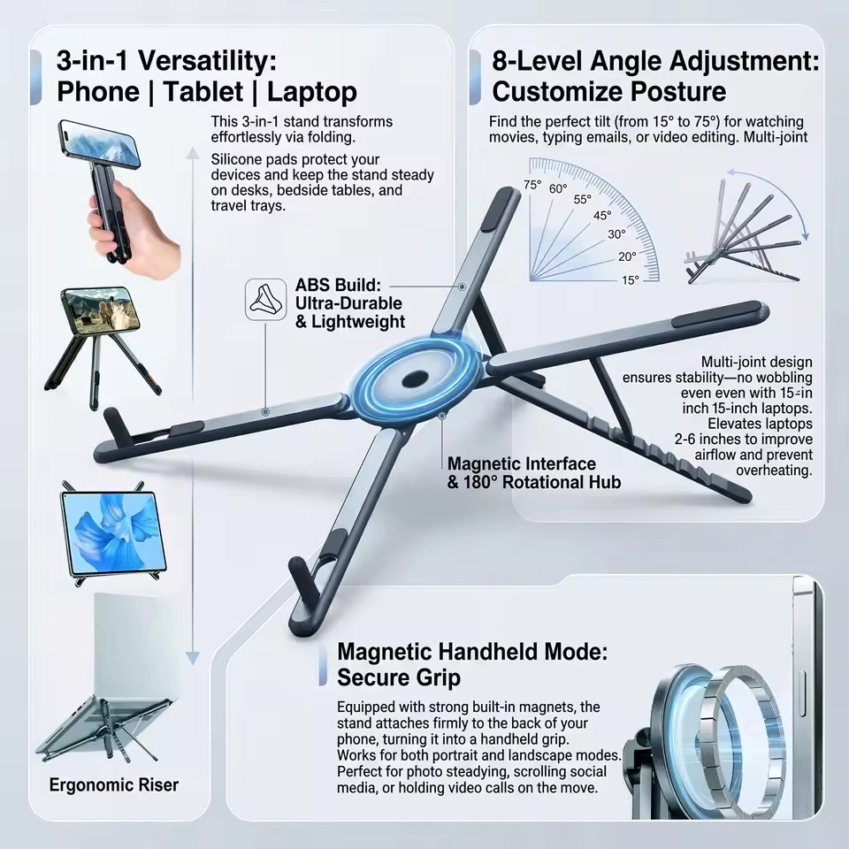 Portable Magnetic Phone Holder - Laptop Stand Foldable review and price
