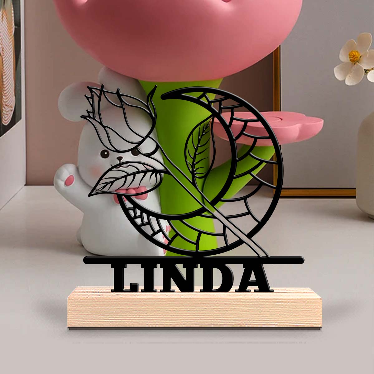 1Pc Csutom Moon Rose Wooden Ba - Home Office Gifts review and price