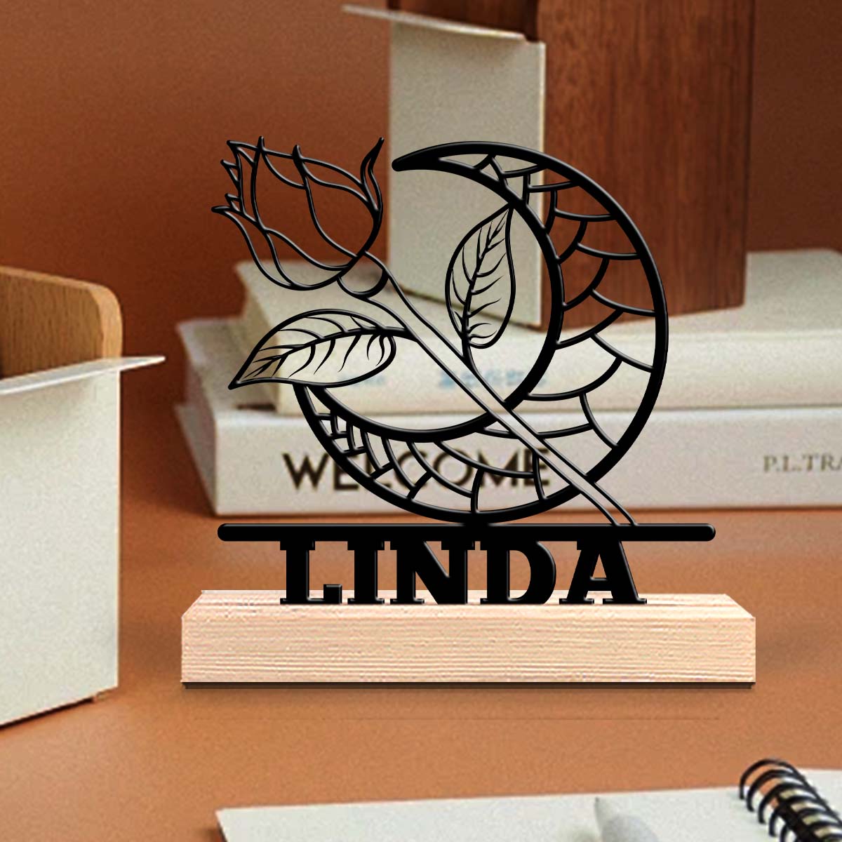 1Pc Csutom Moon Rose Wooden Ba - Home Office Gifts review and price