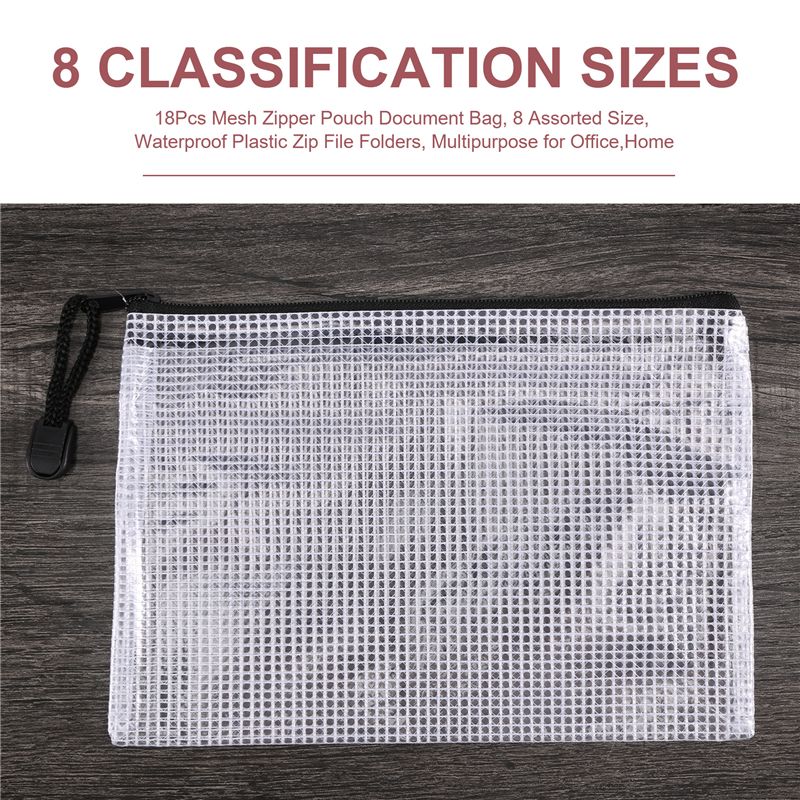 18Pcs Mesh Zipper Pouch Docume - Home Office Bagas review and price