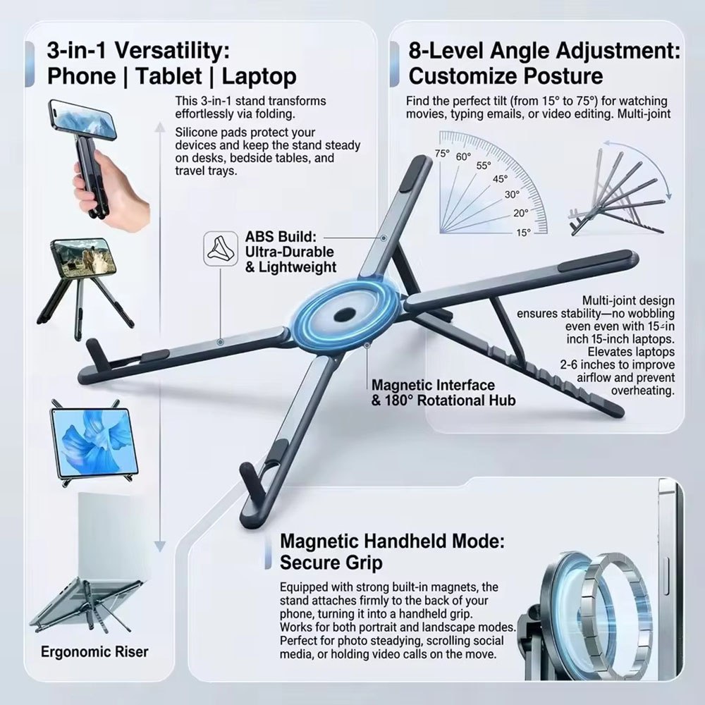 Portable Magnetic Phone Holder - Laptop Stand Foldable review and price