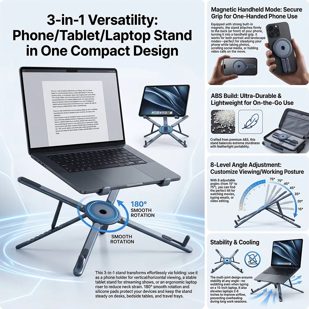 Portable Magnetic Phone Holder - Laptop Stand Foldable review and price